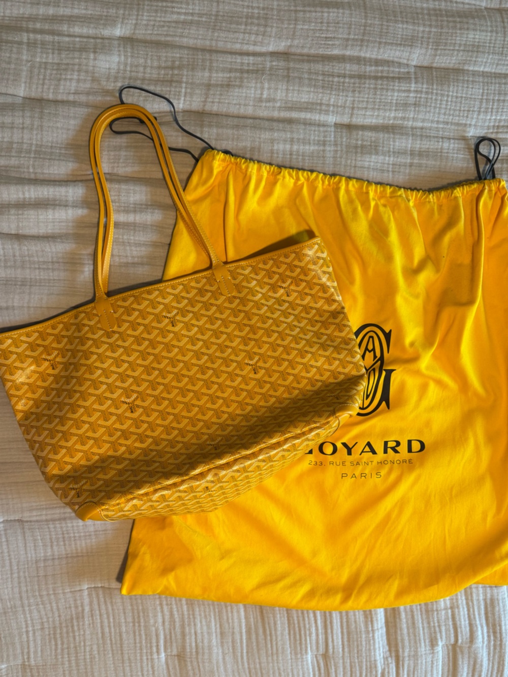 Goyard Artois MM Tote Bag Yellow Goyardine Canvas Zip Top Authentic Large